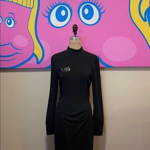 Tamara Mellon Black Maxi Dress Snake Skin Trim NWT